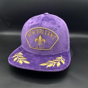 RARE Goorin Bros New Orleans Pride Snapback Cap Purple Velvet Gold Glitter Brim